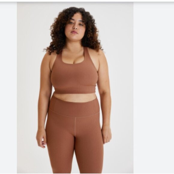 Girlfriend Collection Compressive Ribbed High Rise Leggings Rye 28.5" - Picture 2 of 9